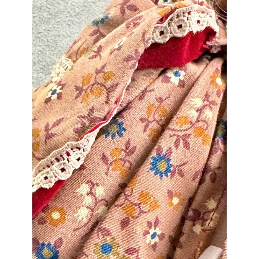 Effanbee Currier & Ives Life in the Country Vintage Doll Red Velvet Floral Dress